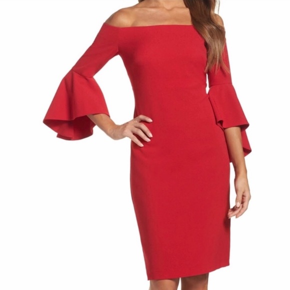 Chelsea28 Dresses & Skirts - Chelsea28 Red Off-Shoulder Cocktail Dress Sz 14